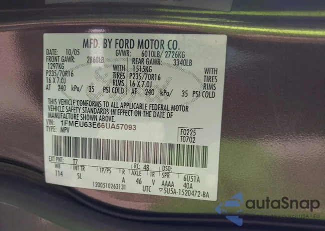 1FMEU63E66UA57093: 43161901