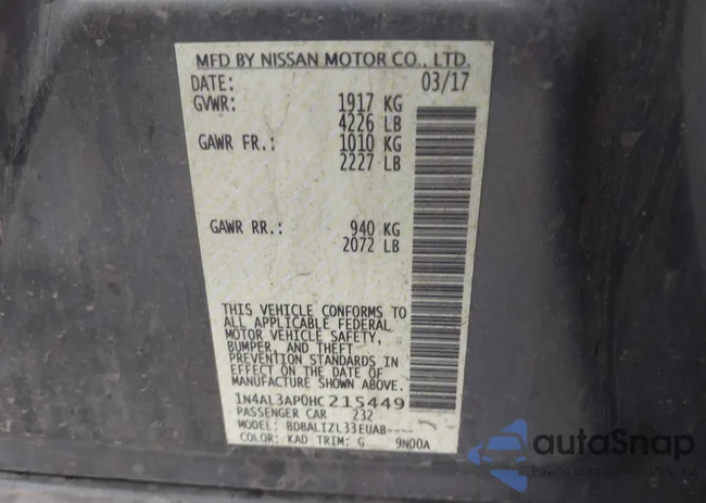 1N4AL3AP0HC215449: 43161916