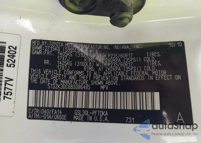 5TDZK3DC6BS086485: 43161927