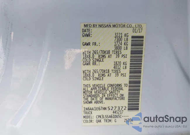 1N6AA1E67HN527372: 43161960