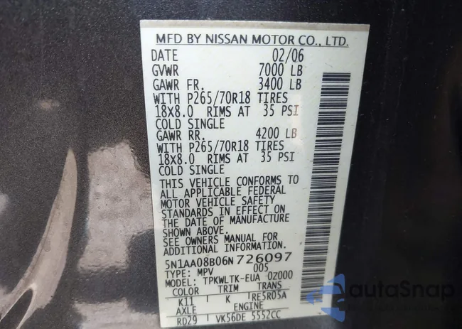 5N1AA08B06N726097: 43161980