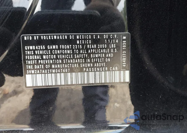 3VW2A7AU2FM047467: 43163031