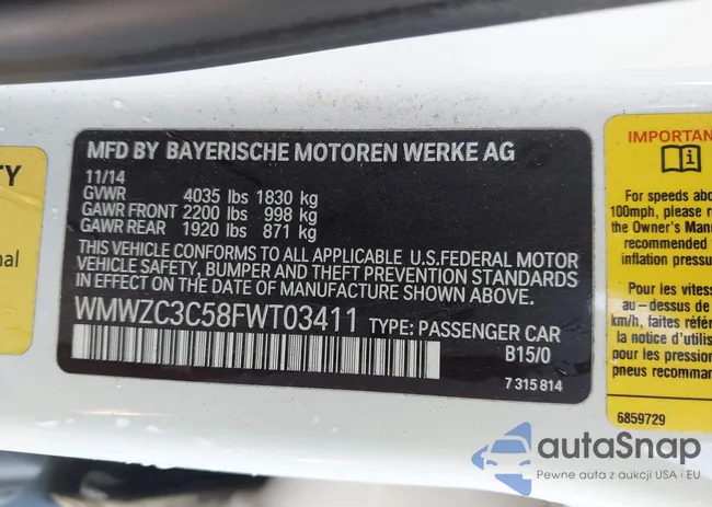 WMWZC3C58FWT03411: 43163120