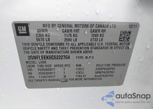 2GNFLEEK6C6222764: 43163165