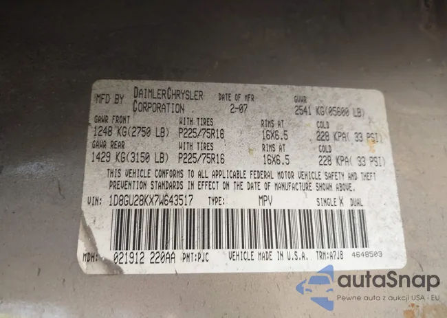 1D8GU28KX7W643517: 43163285