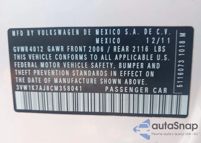 3VW1K7AJ8CM358041: 43163302