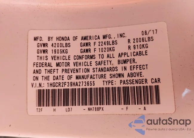 1HGCR2F39HA273655: 43163327