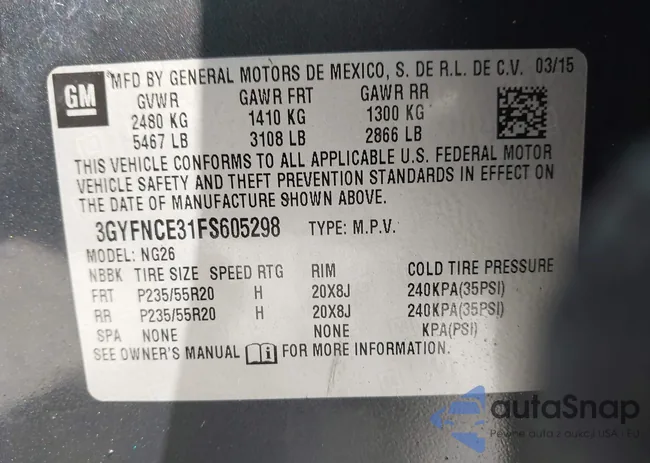 3GYFNCE31FS605298: 43163397