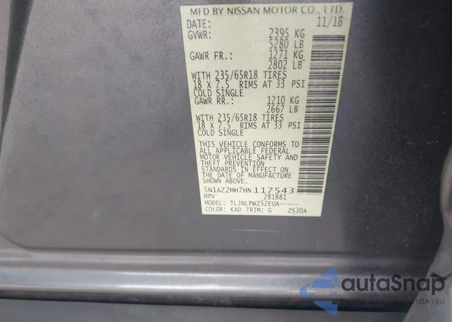 5N1AZ2MH7HN117543: 43163458