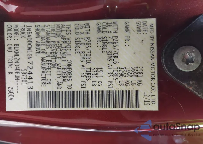 1N6AD0CW1GN724413: 43163565