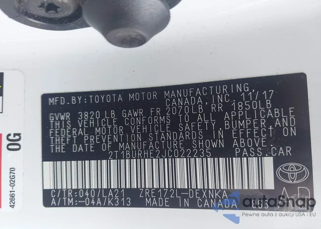 2T1BURHE2JC022235: 43163572