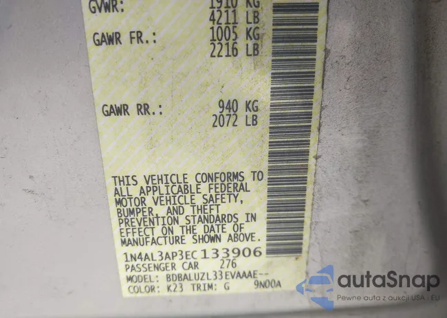 1N4AL3AP3EC133906: 43163587