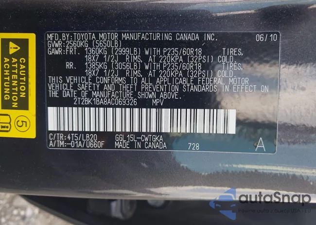 2T2BK1BA8AC069326: 43162670