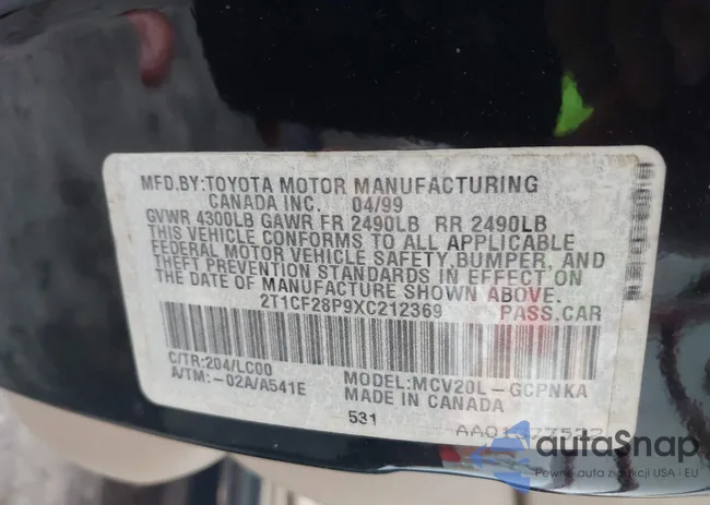 2T1CF28P9XC212369: 43162679