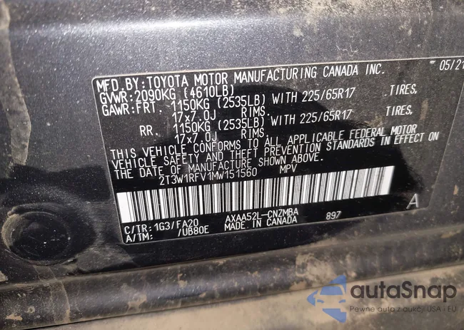 2T3W1RFV1MW151560: 43162792