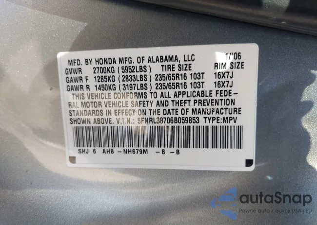 5FNRL38706B059853: 43162888