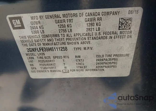 2GNFLFE39H6111258: 43162937