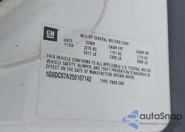 1G6DC67A250167142: 43162987