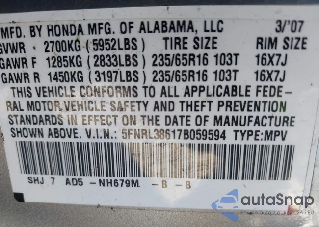 5FNRL38617B059594: 43162988