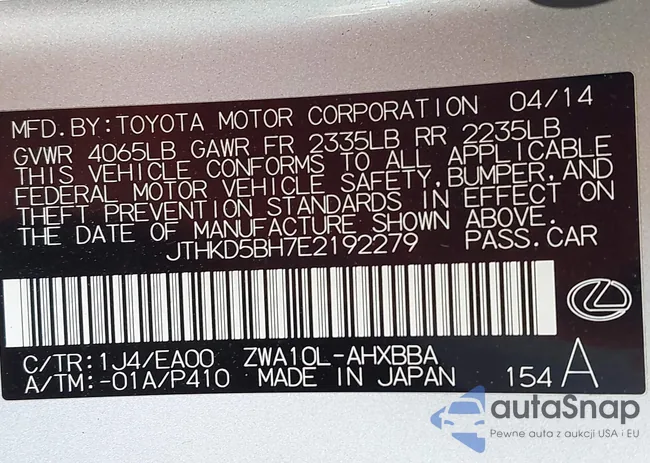 JTHKD5BH7E2192279: 43163011