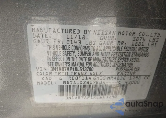 3N1AB7AP1KL613790: 43164105