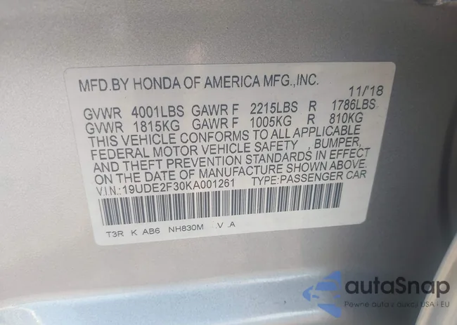 19UDE2F30KA001261: 43164146