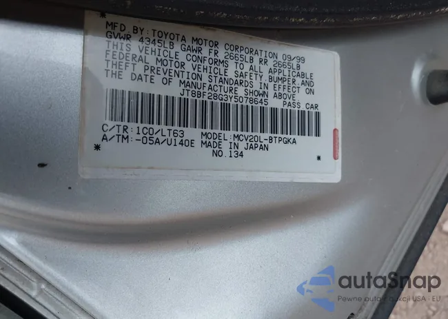 JT8BF28G3Y5078645: 43164245