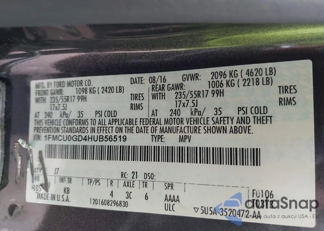 1FMCU0GD4HUB56519: 43164344