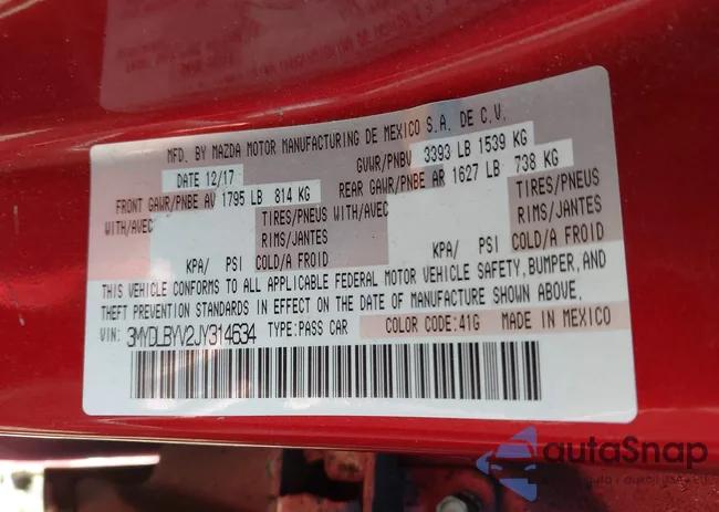 3MYDLBYV2JY314634: 43164411