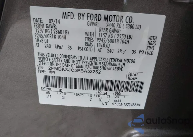 2FMDK3JC5EBA53252: 43164417