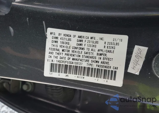 1HGCR2F50GA109727: 43164573