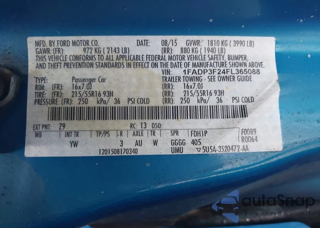 1FADP3F24FL365088: 43164592