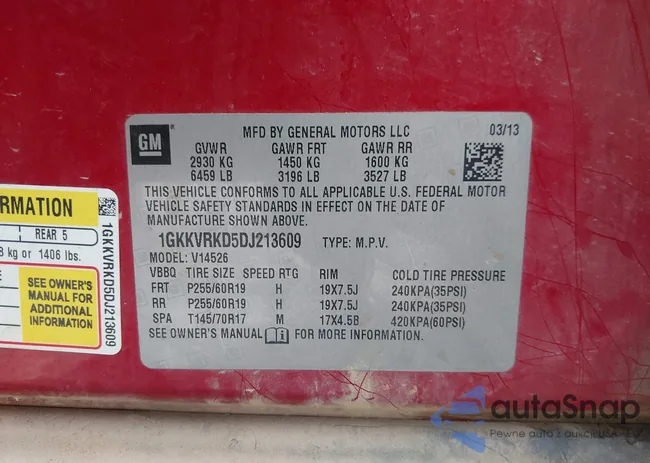 1GKKVRKD5DJ213609: 43163638