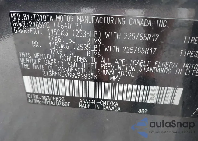 2T3BFREV6GW529376: 43163671