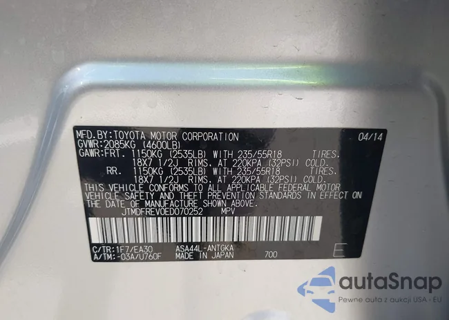 JTMDFREV0ED070252: 43163843