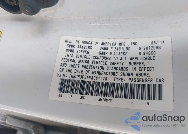 1HGCR3F85FA001070: 43165038