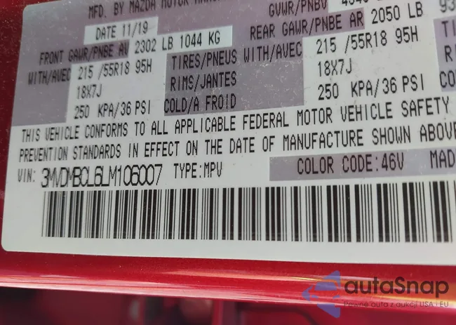 3MVDMBCL6LM106007: 43165057