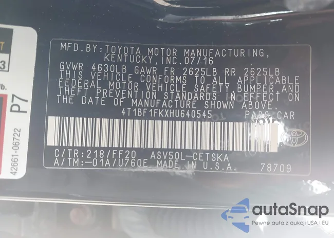 4T1BF1FKXHU640545: 43165114