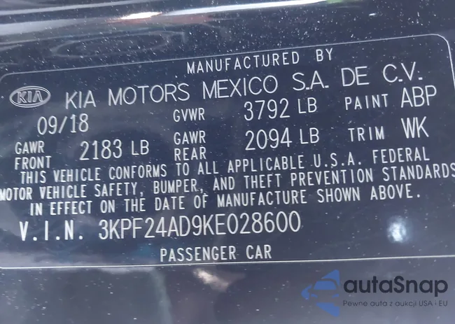 3KPF24AD9KE028600: 43165138