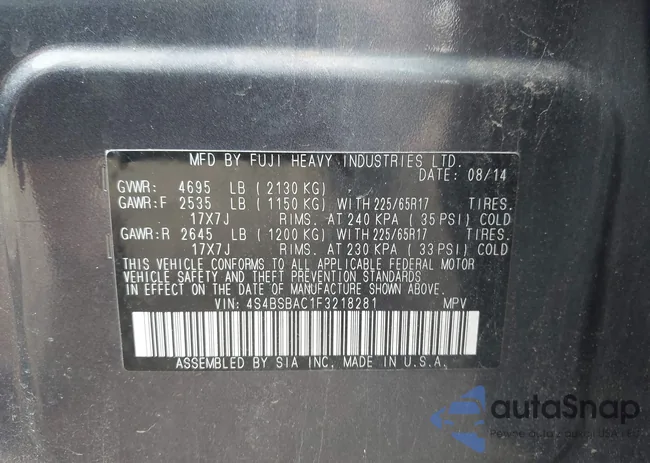 4S4BSBAC1F3218281: 43165194