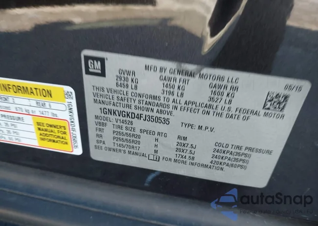 1GNKVGKD4FJ350535: 43165252