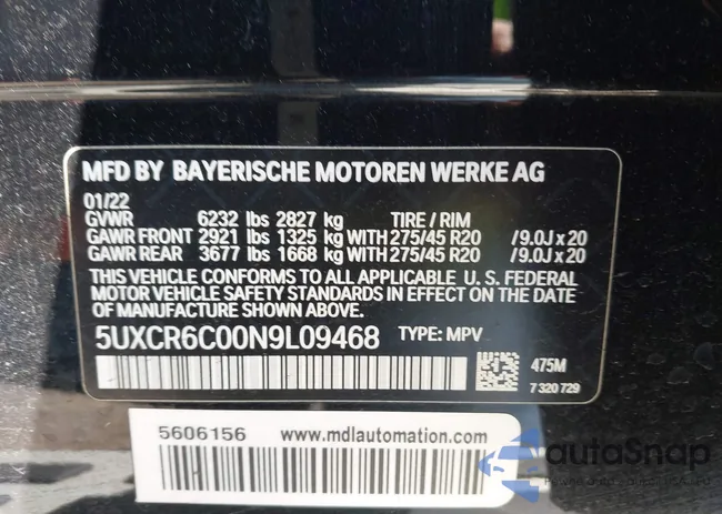 5UXCR6C00N9L09468: 43165300