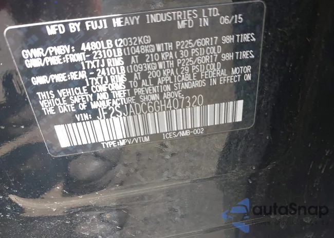 JF2SJADC6GH407320: 43165316