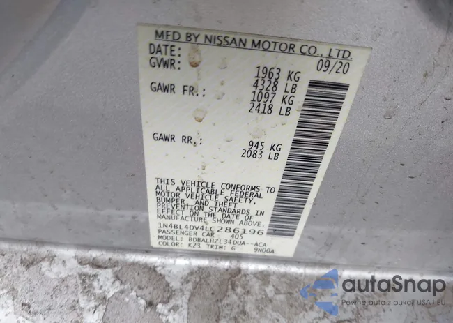 1N4BL4DV4LC286196: 43164740