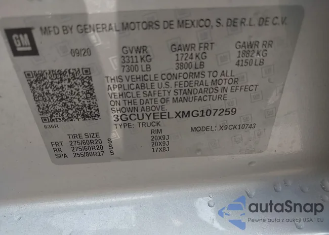 3GCUYEELXMG107259: 43164793