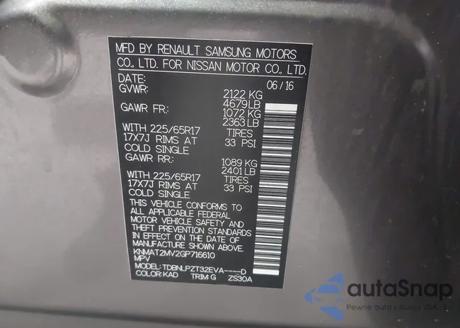 KNMAT2MV2GP716610: 43166030