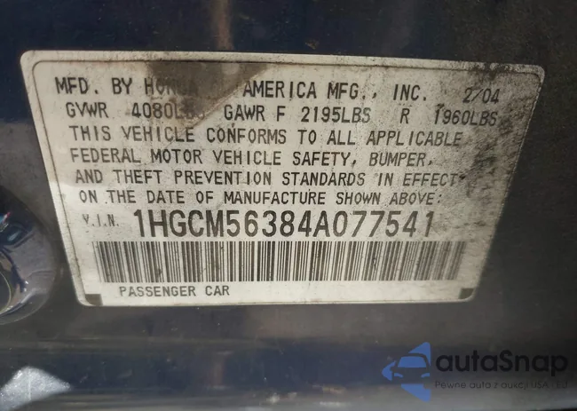 1HGCM56384A077541: 43166053