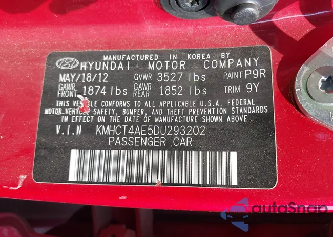 KMHCT4AE5DU293202: 43166255