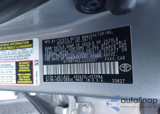 4T1B61HK9JU026007: 43166450