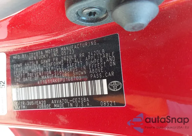 4T1G11AK6PU166703: 43166454